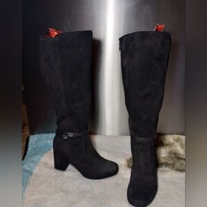 Croft & Borrow Ortholite Block Heel Riding Black Knee Boots Size 9M Wide…